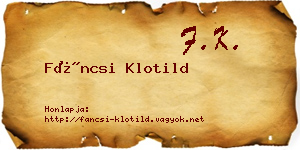 Fáncsi Klotild névjegykártya